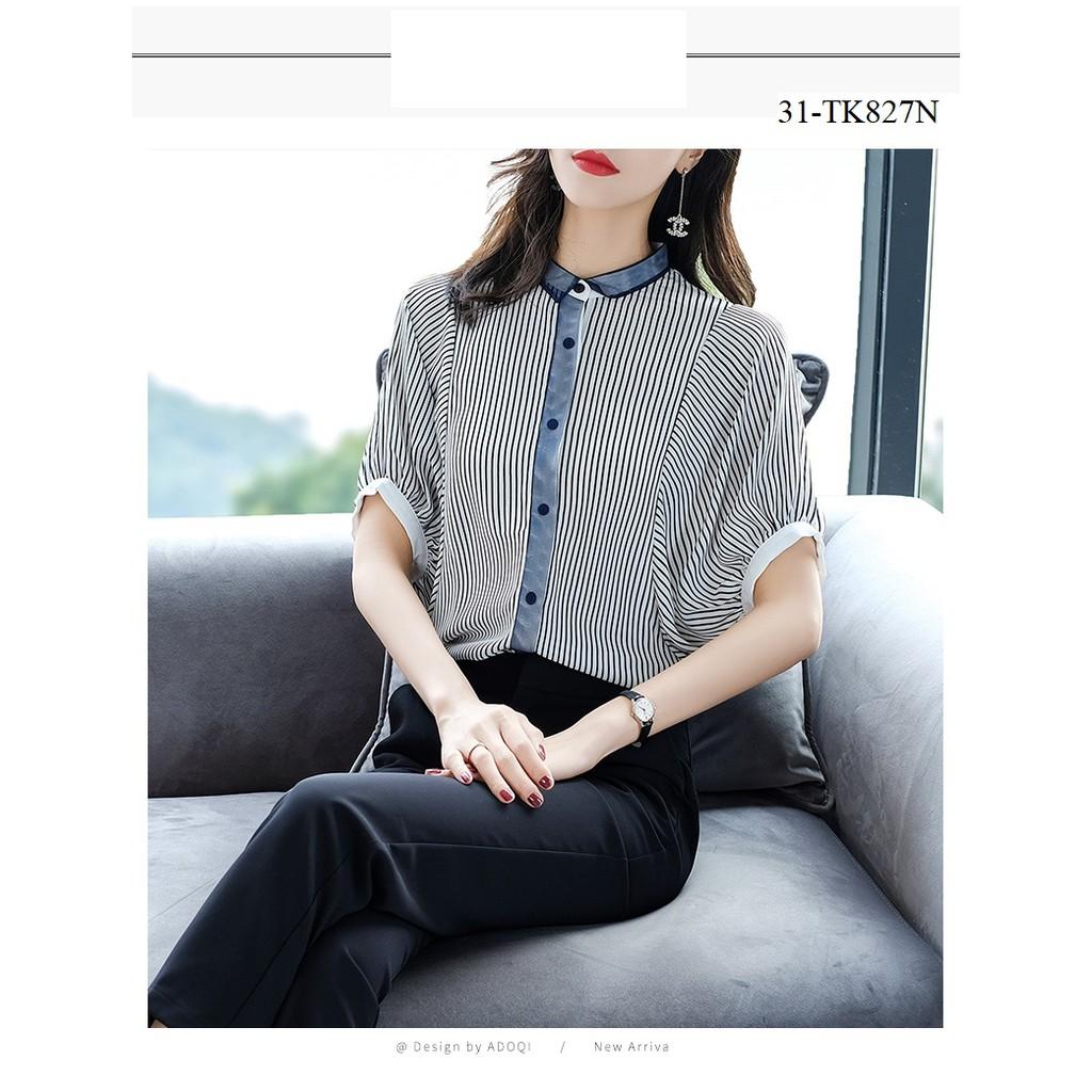 TK723-ÁO SƠ MI SỌC TAY CÁNH DƠI S-6XL