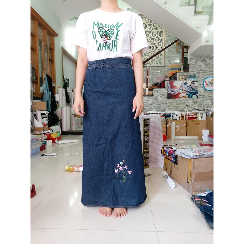 Váy chống nắng jean xẻ tà 2 bên cao cấp