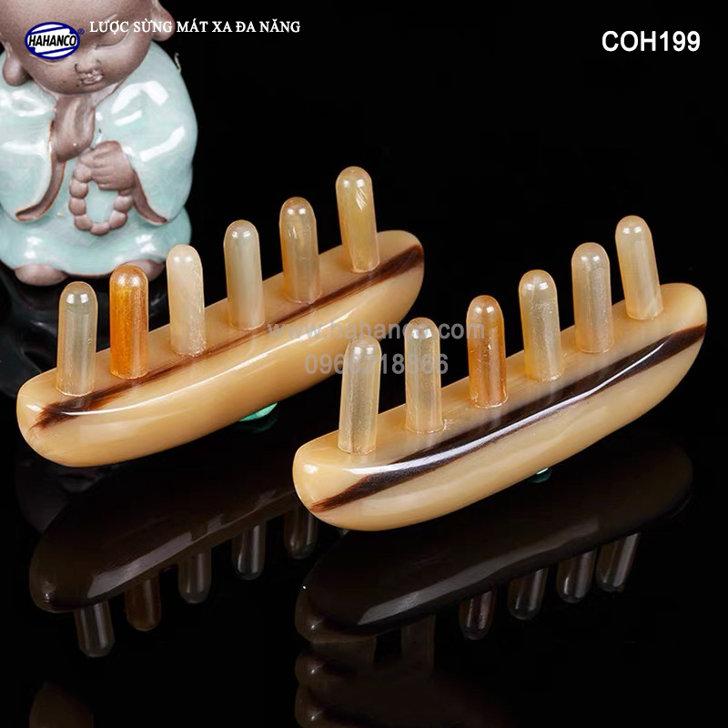Lược sừng MÁT XA toàn thân đa năng thư giãn, Massage đầu giúp lưu thông máu đả thông kinh mạch, giảm nguy cơ đau đầu chóng mặt khi ngồi làm việc lâu - HAHANCO