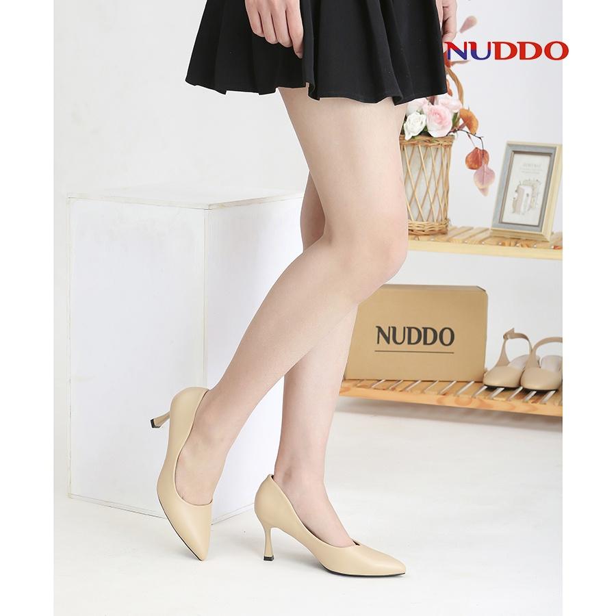 Giày cao gót nữ công sở NUDDO mũi nhọn gót nhọn 7 phân da lì mềm mại_NUL705