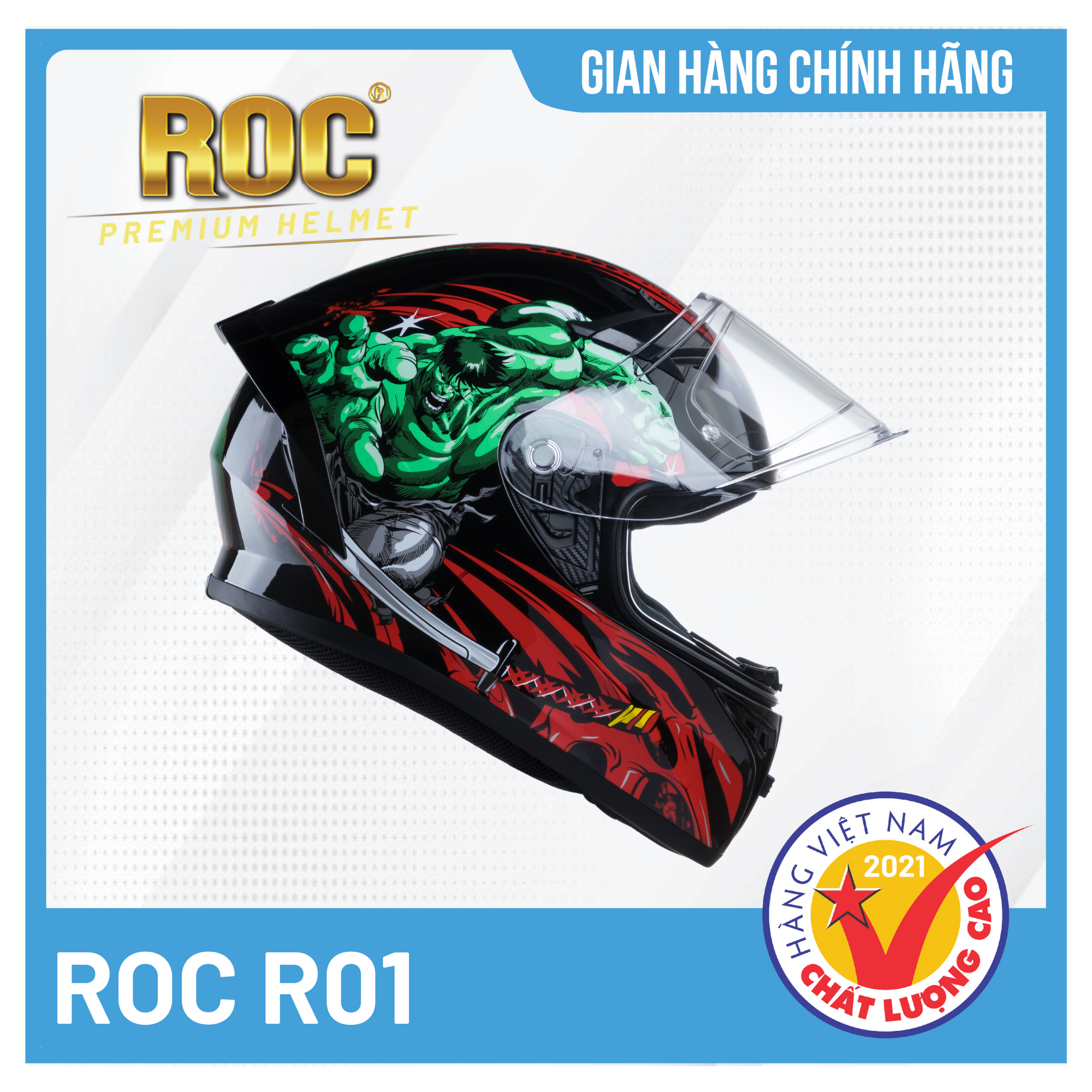 Mũ bảo hiểm Fullface ROC R01 Mạnh Mẽ, Cá Tính