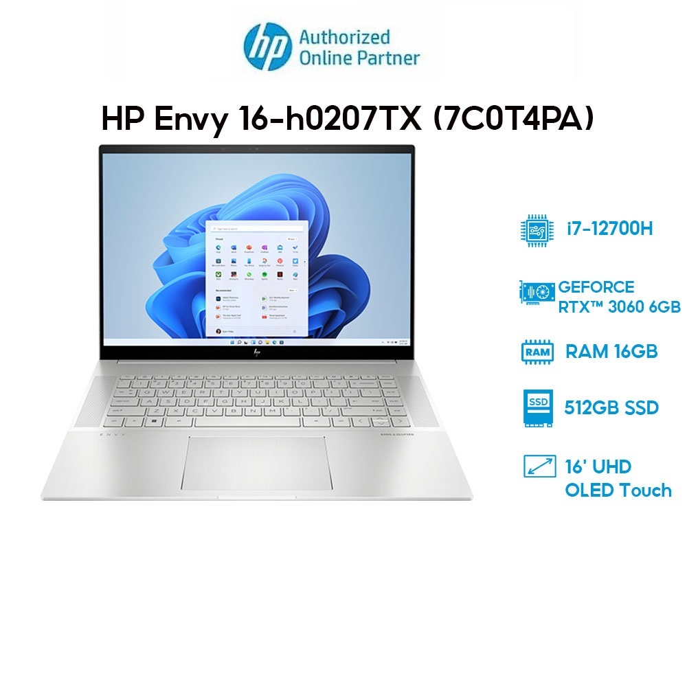 Laptop HP Envy 16-h0207TX (7C0T4PA)(i7-12700H|16GB|512GB|RTX 3060 6GB|16') Hàng chính hãng