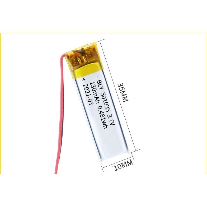 Pin Sạc Lithium Polymer 501035 3.7V 130mah Cho tai nghe,loa Mp3 MP4 MP5 GPS PSP Bluetooth hàng mới