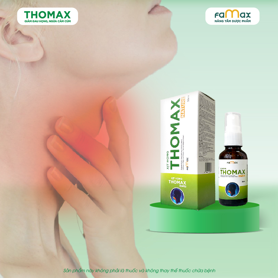 [FAMAX] Xịt họng Thomax Nature lọ 30ml hỗ trợ giảm ho, giảm đau họng, viêm họng, viêm amidan