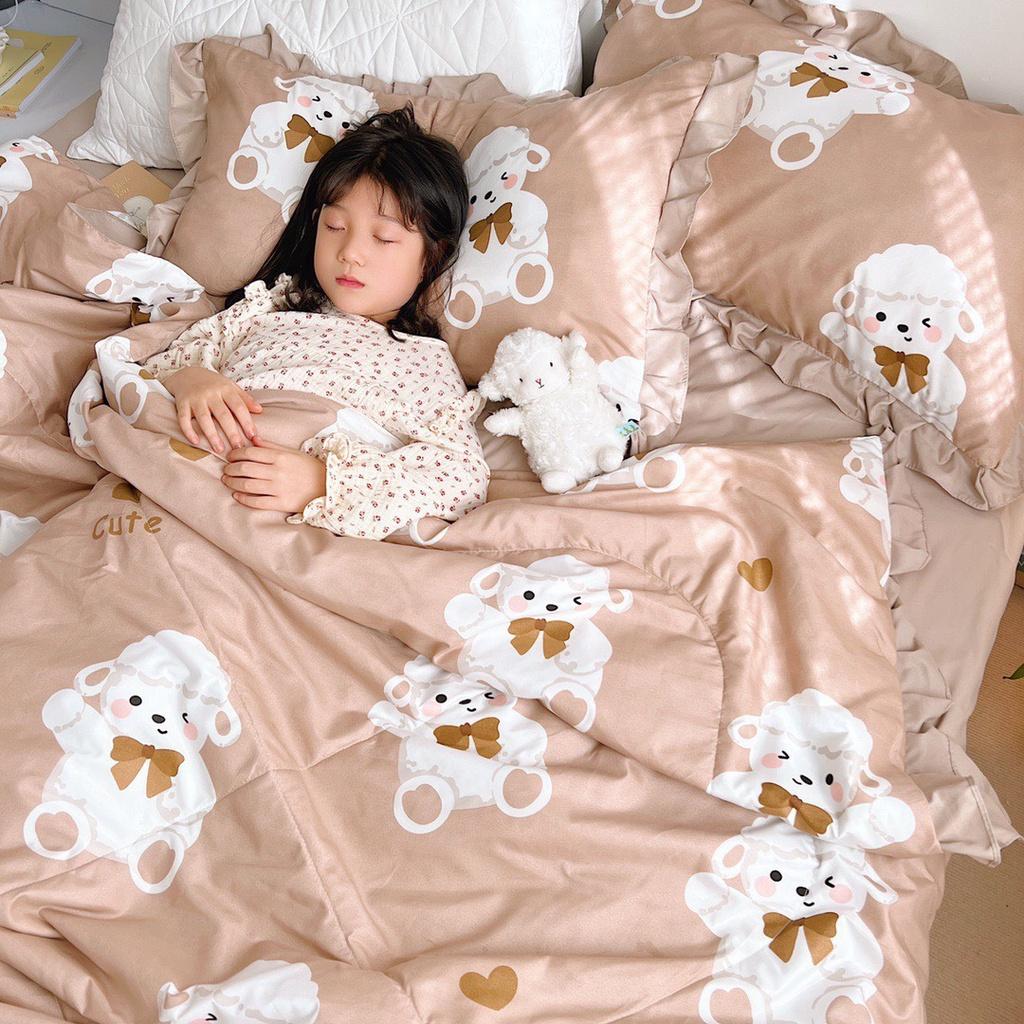 Bộ Chăn Ga Gối Cotton Đũi Bèo 4 món