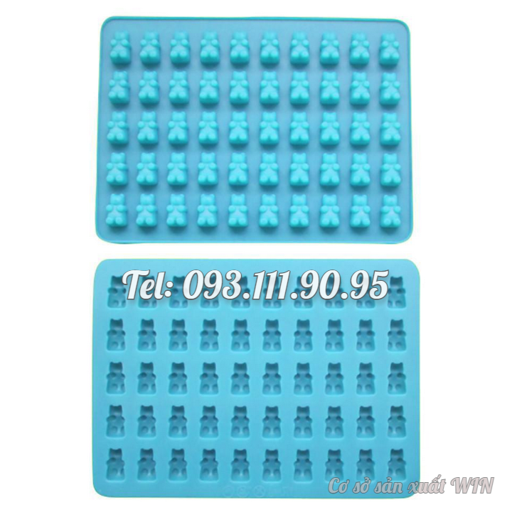 Khuôn silicon làm rau câu, kẹo dẻo chip chip, socola 50 gấu con – Mã số 1222