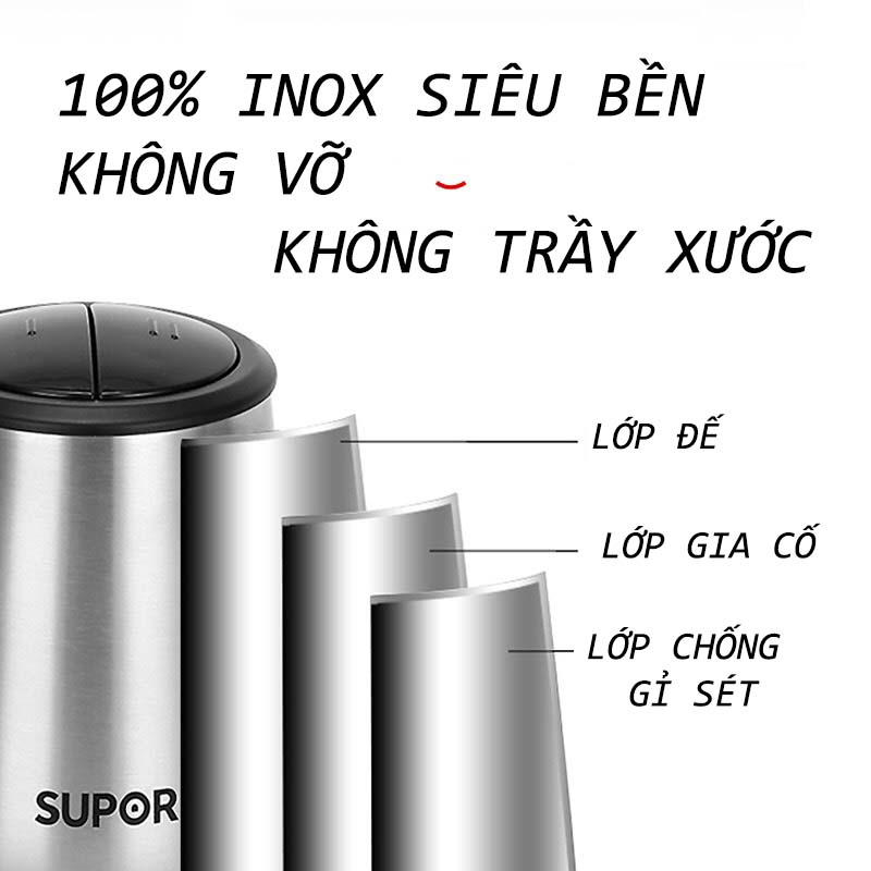 Máy xay thịt đa năng hai tốc độ cối thủy tinh dao inox lập thể Supor JRD01-300 - HÀNG CHÍNH HÃNG