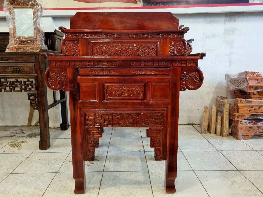 Bàn Thờ Bàn Cúng-Bàn phật-Bàn gia tiên 1 tầng ngang 1m75 Gỗ Tràm Bông Vàng