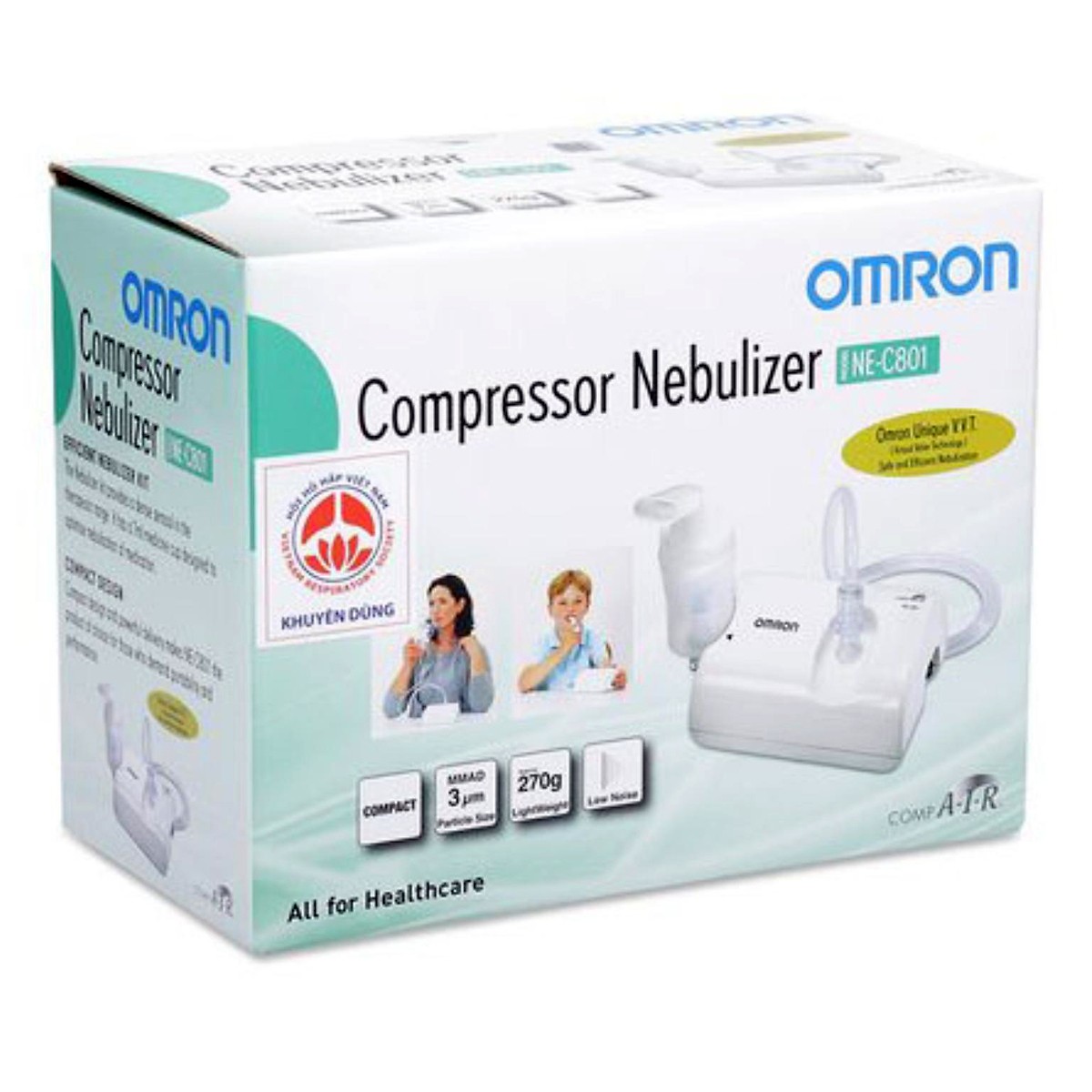 Máy xông mũi họng Omron NE-C801 + Tặng bộ phụ kiện máy xông