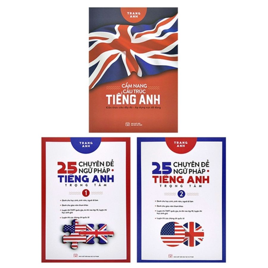 Sách 25 Chuyên Đề Ngữ Pháp Tiếng Anh Trọng Tâm (Tập 1 + Tập 2) + Cẩm Nang Cấu Trúc Tiếng Anh (3 Cuốn, lẻ tùy chọn)