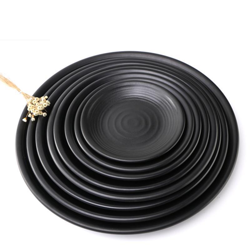 Đĩa Nhựa Phíp Melamine Tròn Đen Nhám đủ size nhỏ
