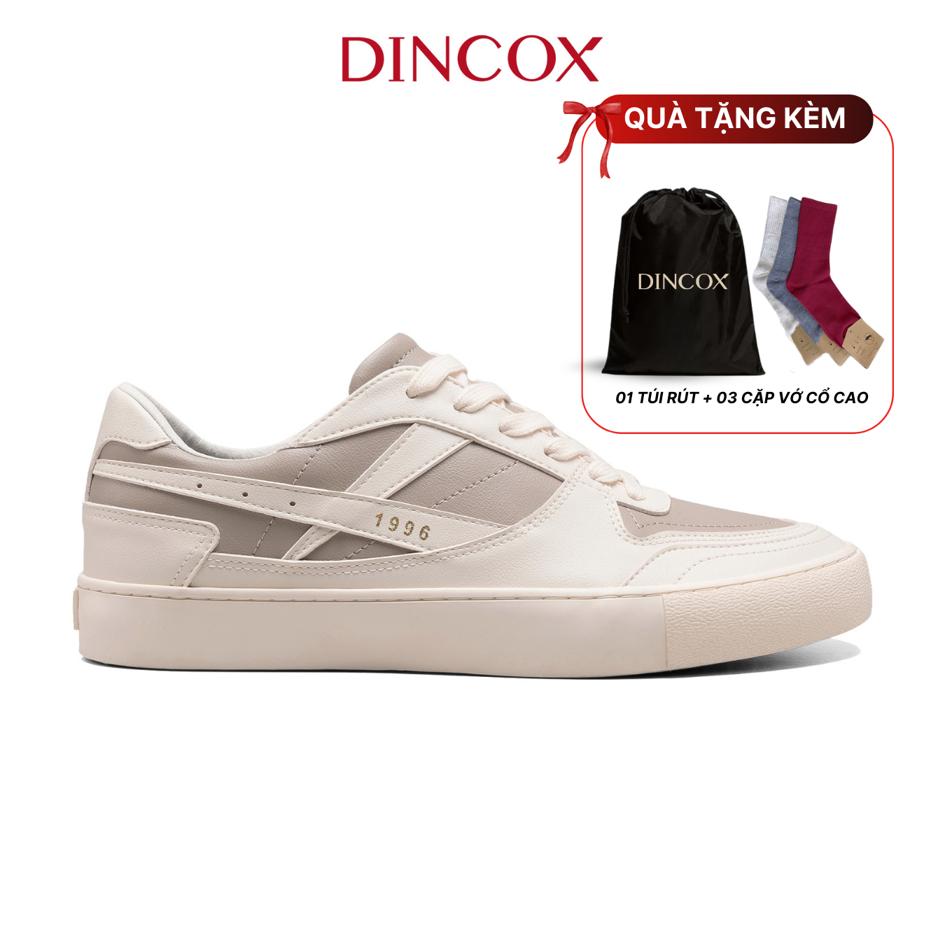 New Arrivals | Giày Da Sneaker Nam Nữ DC39 LATTE LOVE DINCOX Shoes Đế Bằng - Microfiber Leather