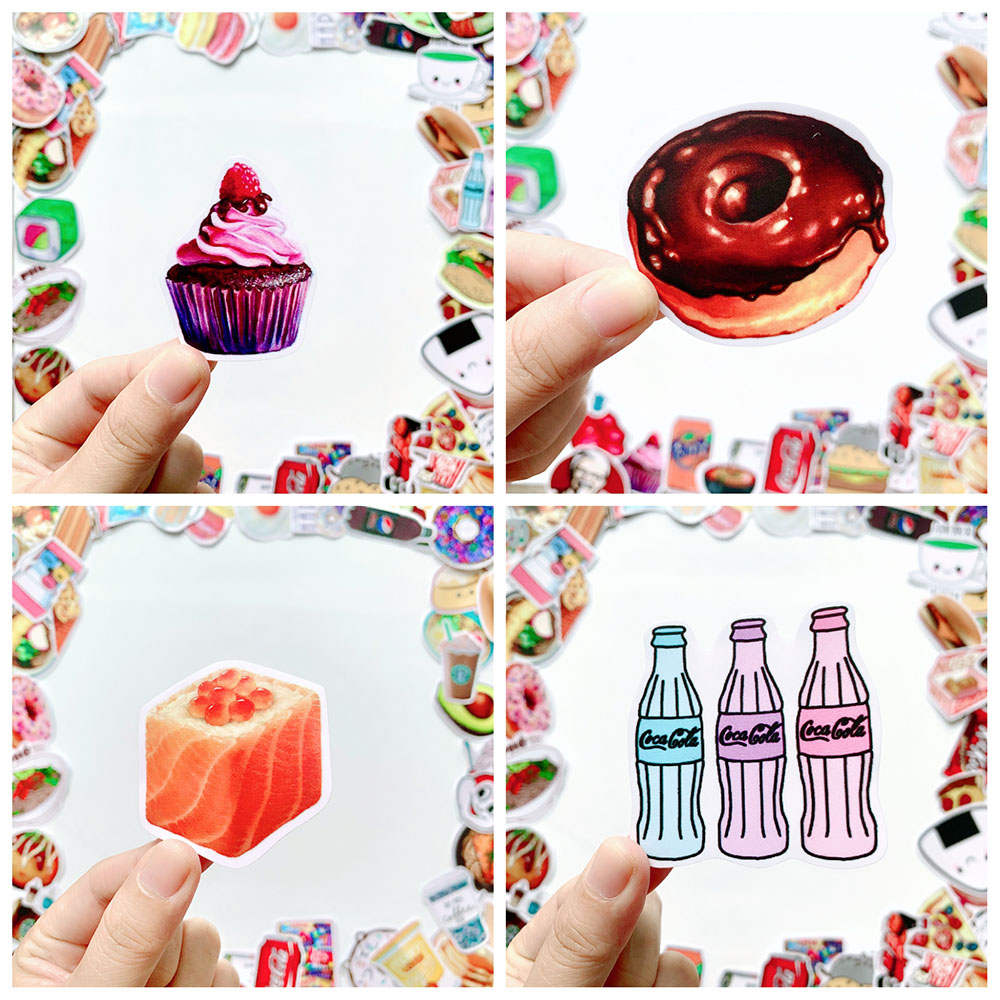 Bộ 20 Sticker Food Chủ Đề Món Ăn Uống (2020) Hình Dán Chống Nước Decal Chất Lượng Cao Trang Trí Va Li Du Lịch, Xe Đạp, Xe Máy, Laptop, Nón Bảo Hiểm, Máy Tính Học Sinh, Tủ Quần Áo, Nắp Lưng Điện Thoại