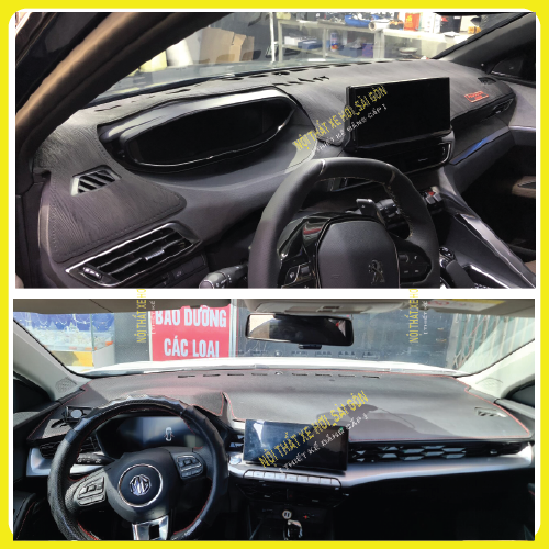 Thảm taplo Peugeot 2008 3008 5008 da cacbon, da vân gỗ, nhung cu· 3 lớp dày 1cm chống nắng cao cấp