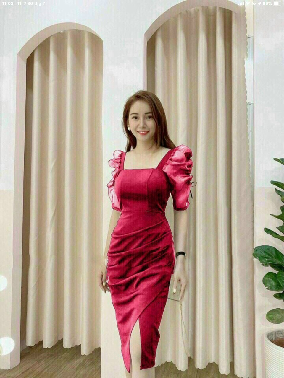 Đầm Ôm Body Tay Vol Thiết Kế Sang Trọng