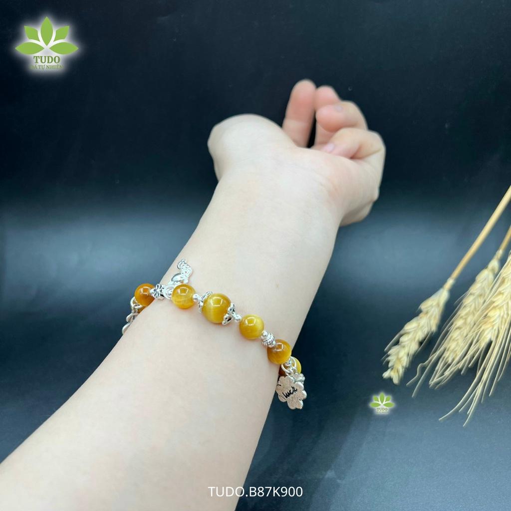 Vòng Tay Nữ Đẹp - Vòng Phong Thủy Mệnh Thổ, Kim TUDO VCBMHVT AG925 B87K900 Charm Dreamcatcher, Cỏ 4 Lá May Mắn