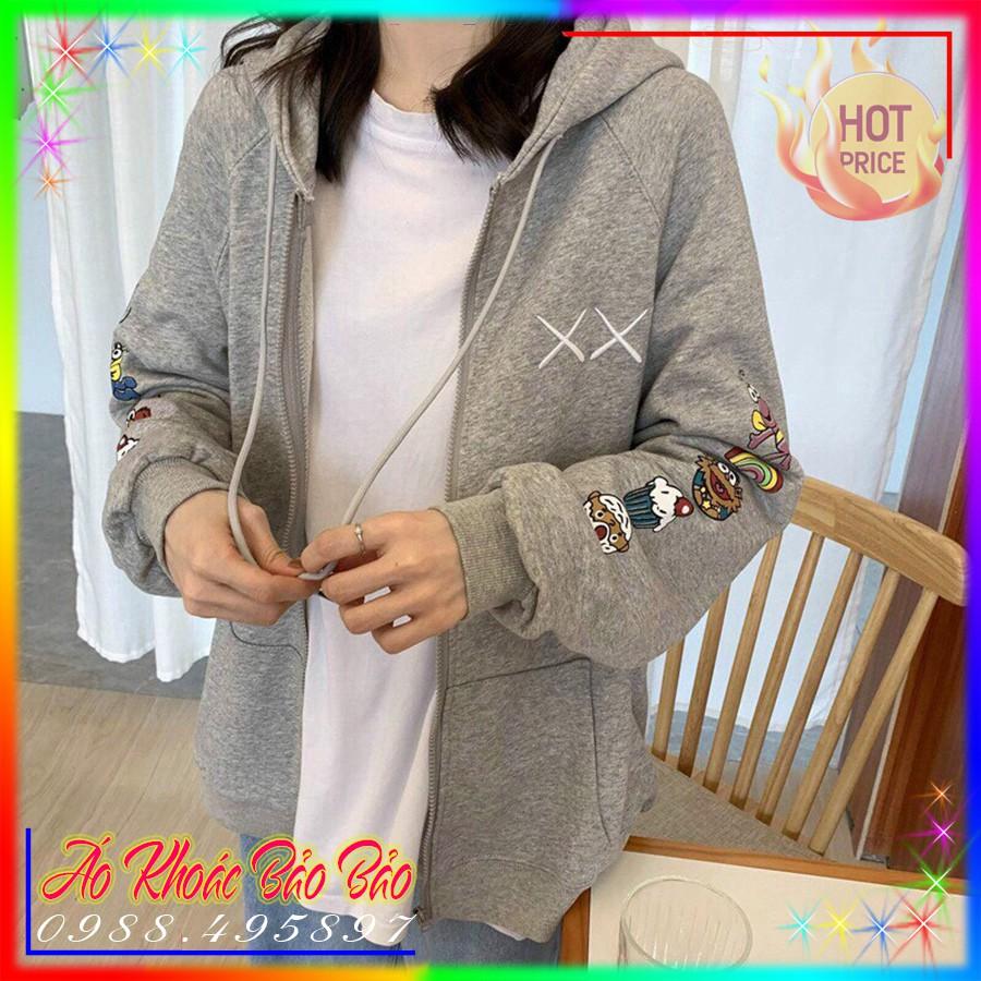 ÁO HOODIE - ÁO KHOÁC NỈ NGOẠI Dây Kéo XX (HD2080 - In Hoạt Hình Tay) (Bảo Bảo Store