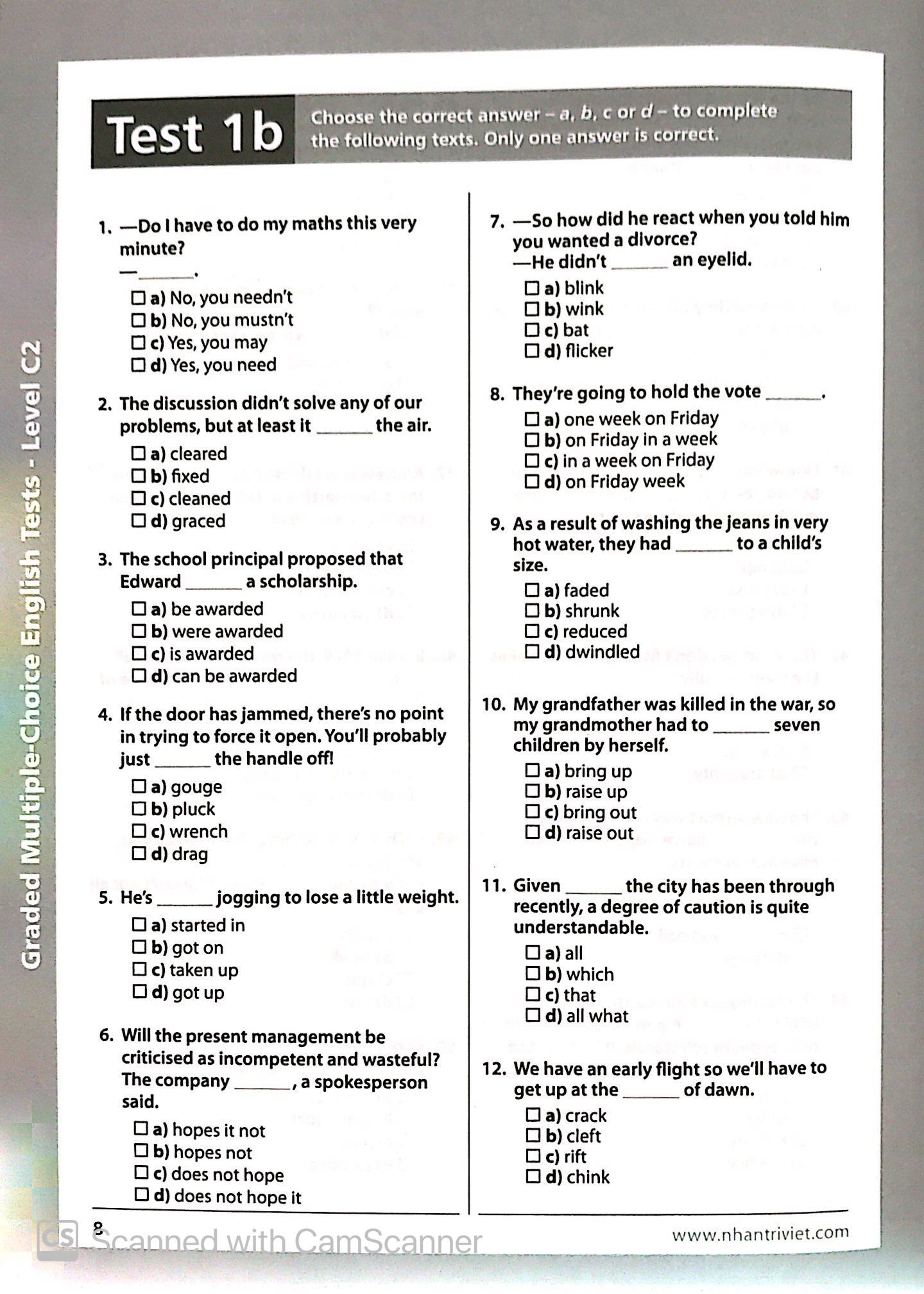 Graded Multiple - Choice English Test Level C2 (Không CD)
