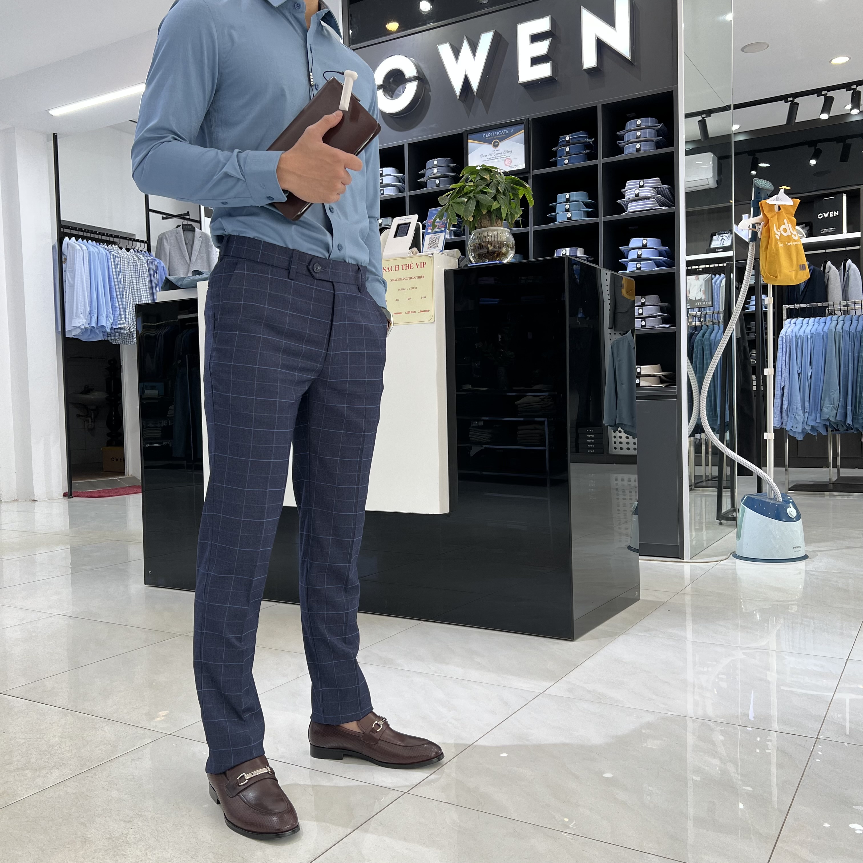 OWEN - () Quần âu nam công sở dáng SLIMFIT mã QS23444 navy kẻ caro