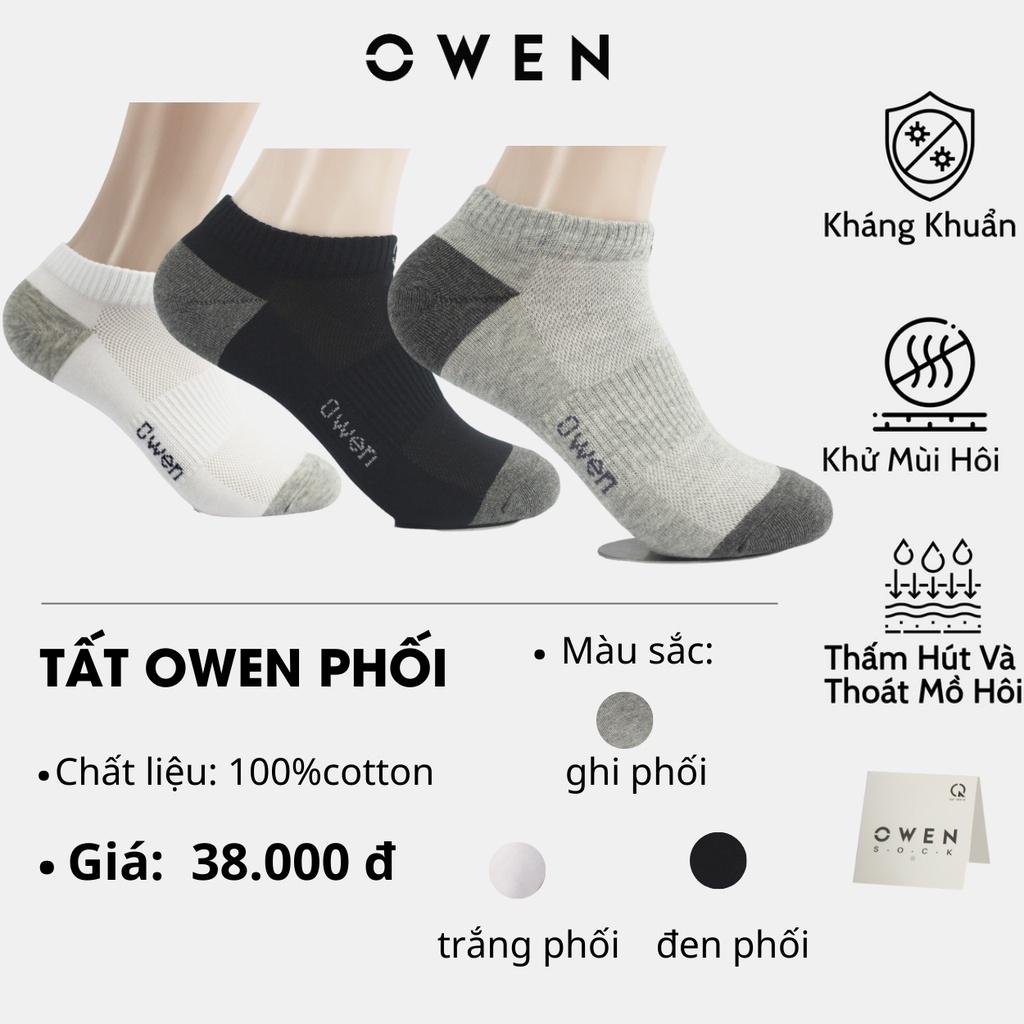 Tất Nam Owen chất cotton cao cấp cổ ngắn mềm mịn thấm hút mồ hôi ngăn mùi kháng khuẩn