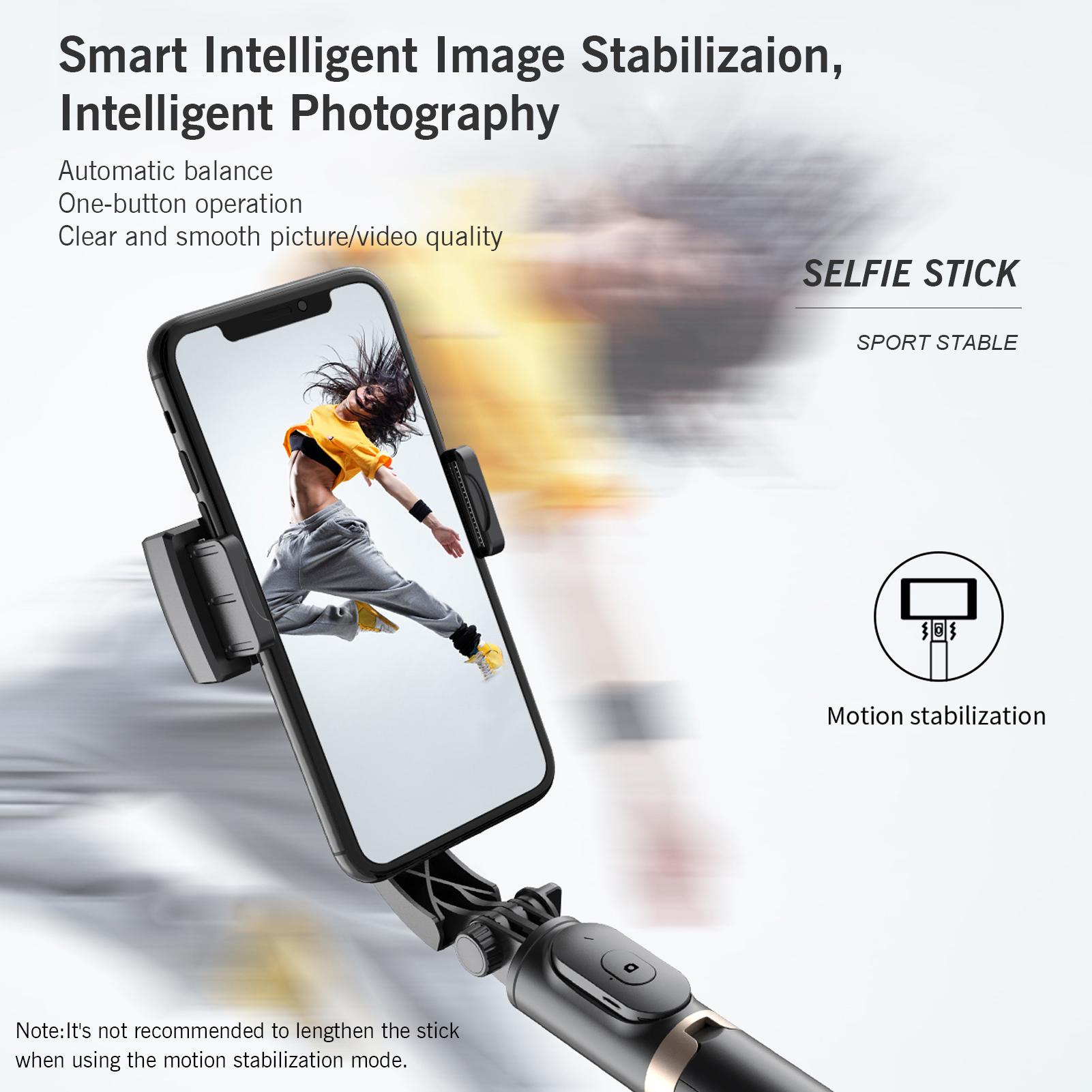 Extendable Wireless BT Selfie Stick Handheld Gimbal Stabilizer Tripod with Detachable Remote Control for Selfie Full