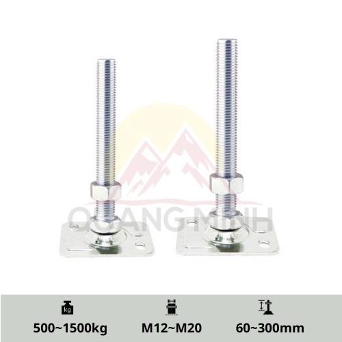 PFF/PFFS - Chân tăng chỉnh chiều cao inox 304, chịu lực, đế sắt neo M12, M14 M16, M20 cap cấp tiêu chuẩn Hàn Quốc