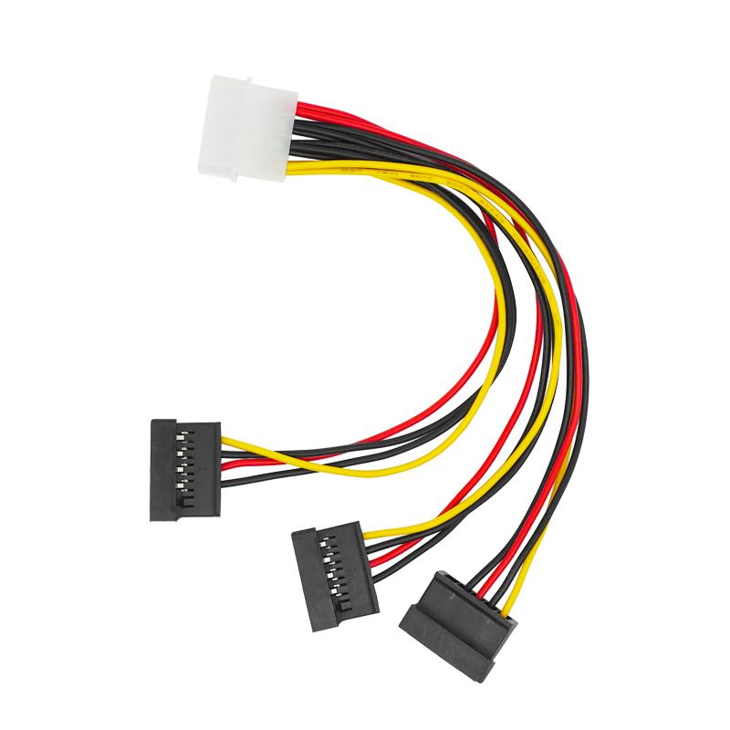 SATA Adapter Cable IDE 4Pin Male To 3 Port SATA Female Splitter Hard Drive Power Supply Cable SATA Cable 22cm