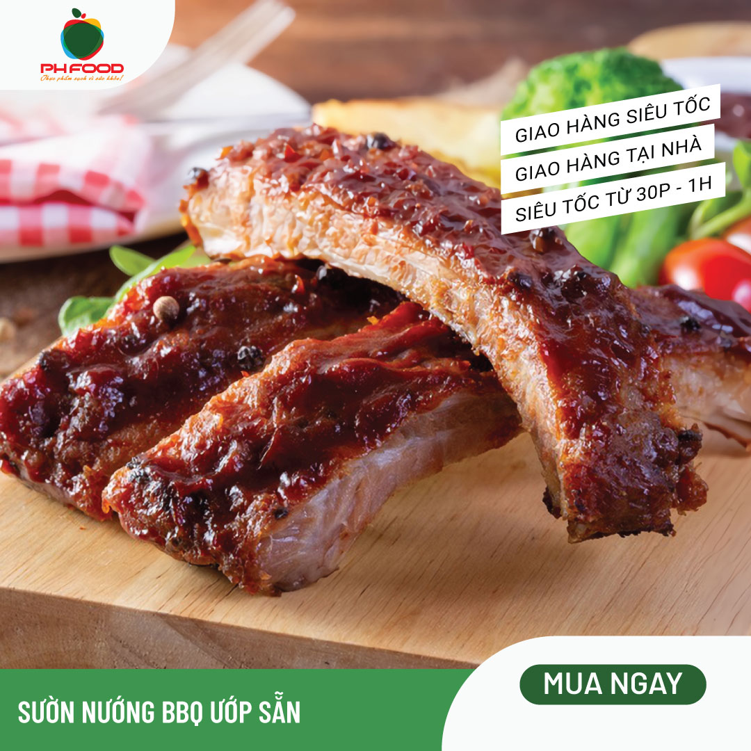 - Sườn Nướng BBQ Ướp Sẵn - 1Kg 2 Khay
