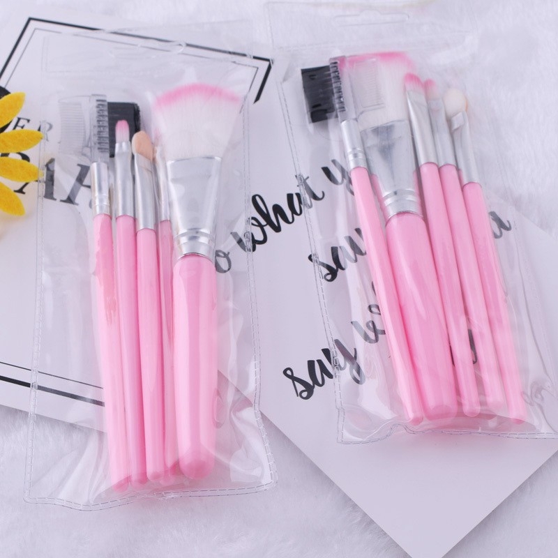 Combo 2 Bộ Cọ 5 Cây Mini Màu Hồng Dùng Tập Trang Điểm