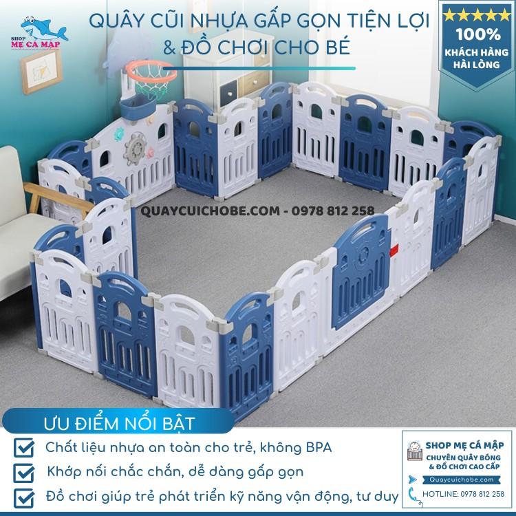 Quây cũi nhựa gấp gọn TẶNG KÈM 1 THẢM XPE DÀY, quây bóng chốt 360 linh hoạt chất liệu nhựa HDPE an toàn và cao cấp