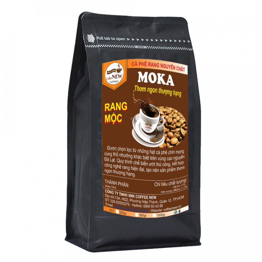 Cà Phê MoKa Rang Môc Nguyên Chất -(Cầu Đất) Hương Mạnh Mẽ (Dạng xay ,pha phin) - Gói 500g - Coffee New 