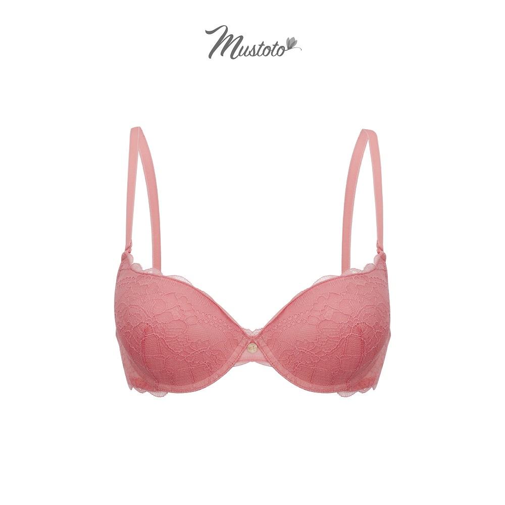 Áo Lót Nữ Mút Vừa 2cm Có Gọng Nâng Ngực Ren Flex Camellia Hồng Cam