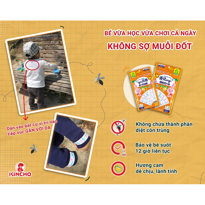 Miếng dán tránh muỗi KINCHO 24 miếng (Hương cam ngọt)