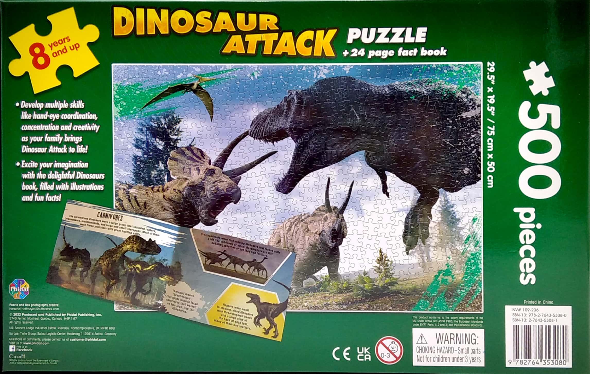 Dinosaur Attack- Jigsaw Puzzle And Fact Book (500 Pieces)