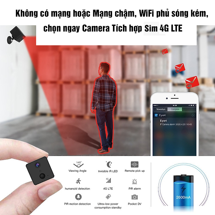 Camera Mini S12 Dùng Sim 4G Quay Video 4K FullHD 1080P Siêu Nét - Quan Sát Báo Động Chống Trộm Hồng Ngoại Đen -Hàng Cao Cấp