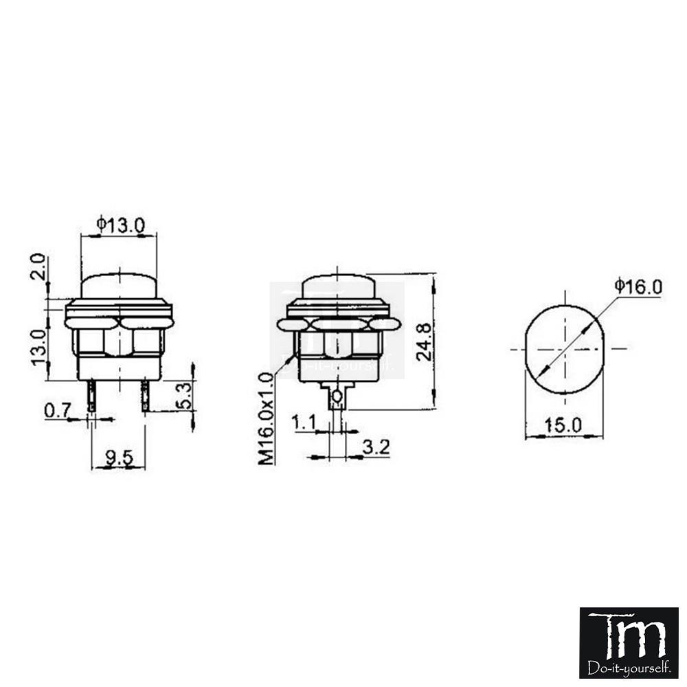 Nút Nhấn Nhả 16mm (R13-507)