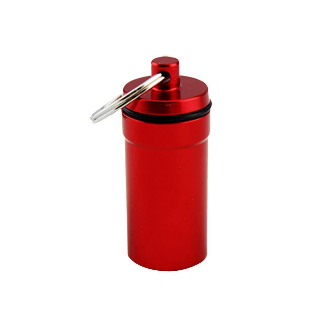 2-5pack Airtight Pill Box Case Holder Container Alloy Capsule Bottle Keychain