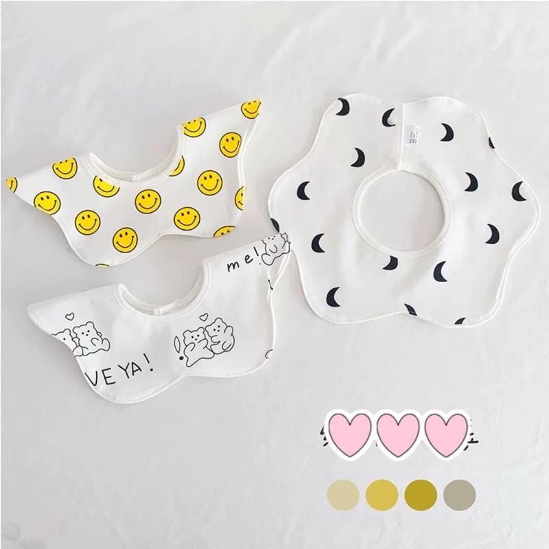 Set 3 yếm tròn xoay 360 độ 100% cotton siêu chống thấm (Mẫu Thu Đông