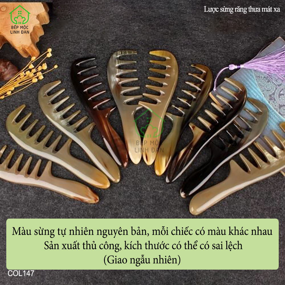 Lược Sừng Răng Thưa Mát Xa Giúp Lưu Thông Khí Huyết