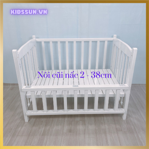 Giường Cũi KidsSun - Nôi Cũi Cho Bé Từ Sơ Sinh Đến 3-4 Tuổi - Chất Liệu Gỗ Quế Màu Trắng - Combo 5 Sản Phẩm