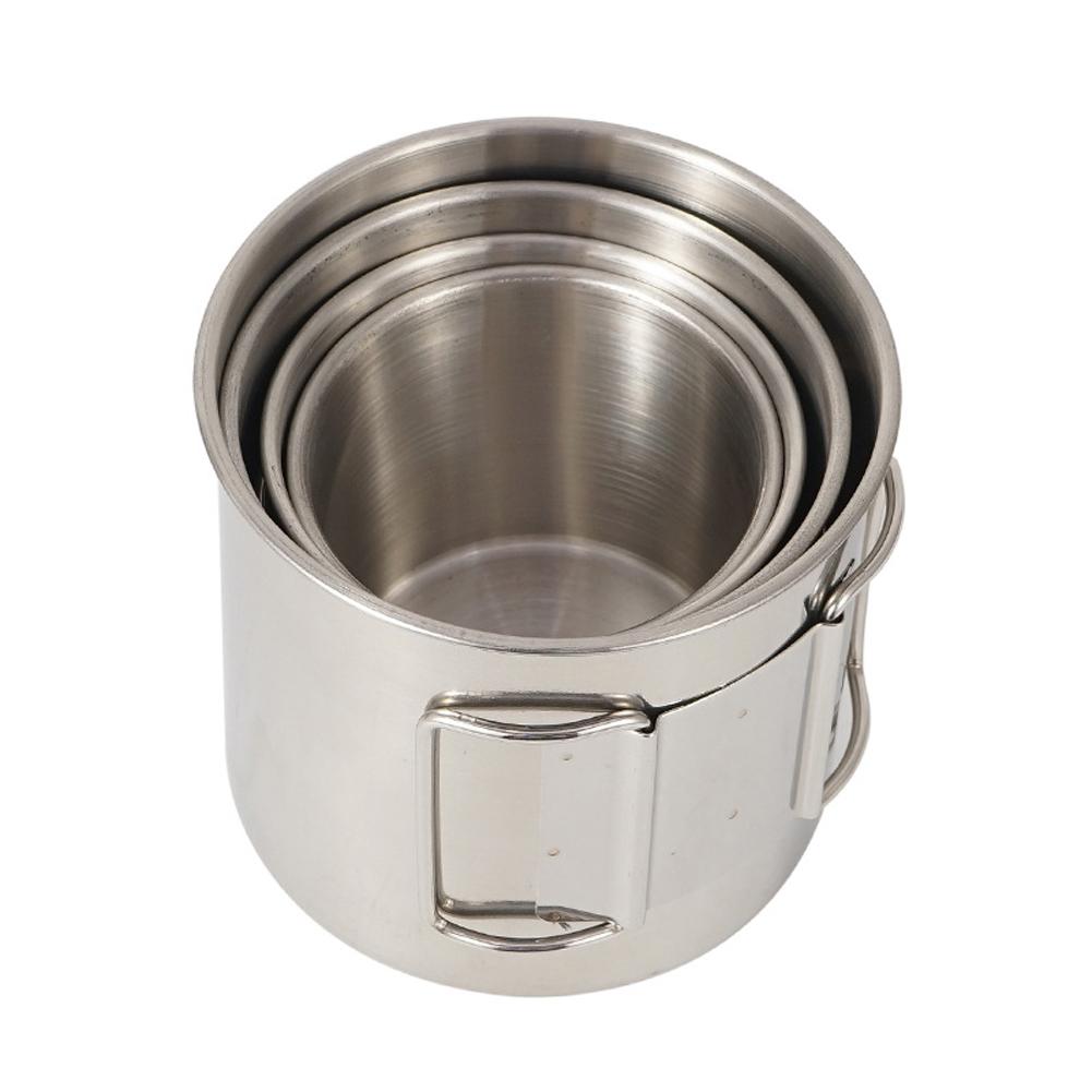 4PCS 304 Stainless Steel Outdoor Camping Cup Set Portable Mountaineering Trekking Cups Travel Hiking Cookware Equipment