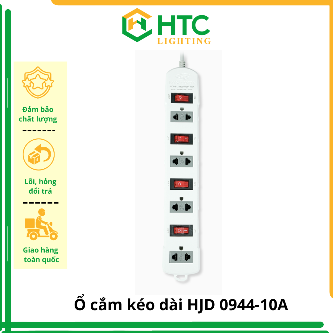 Ổ cắm điện HJD 0944-10A Dây 5 mét - an toàn chống quá tải
