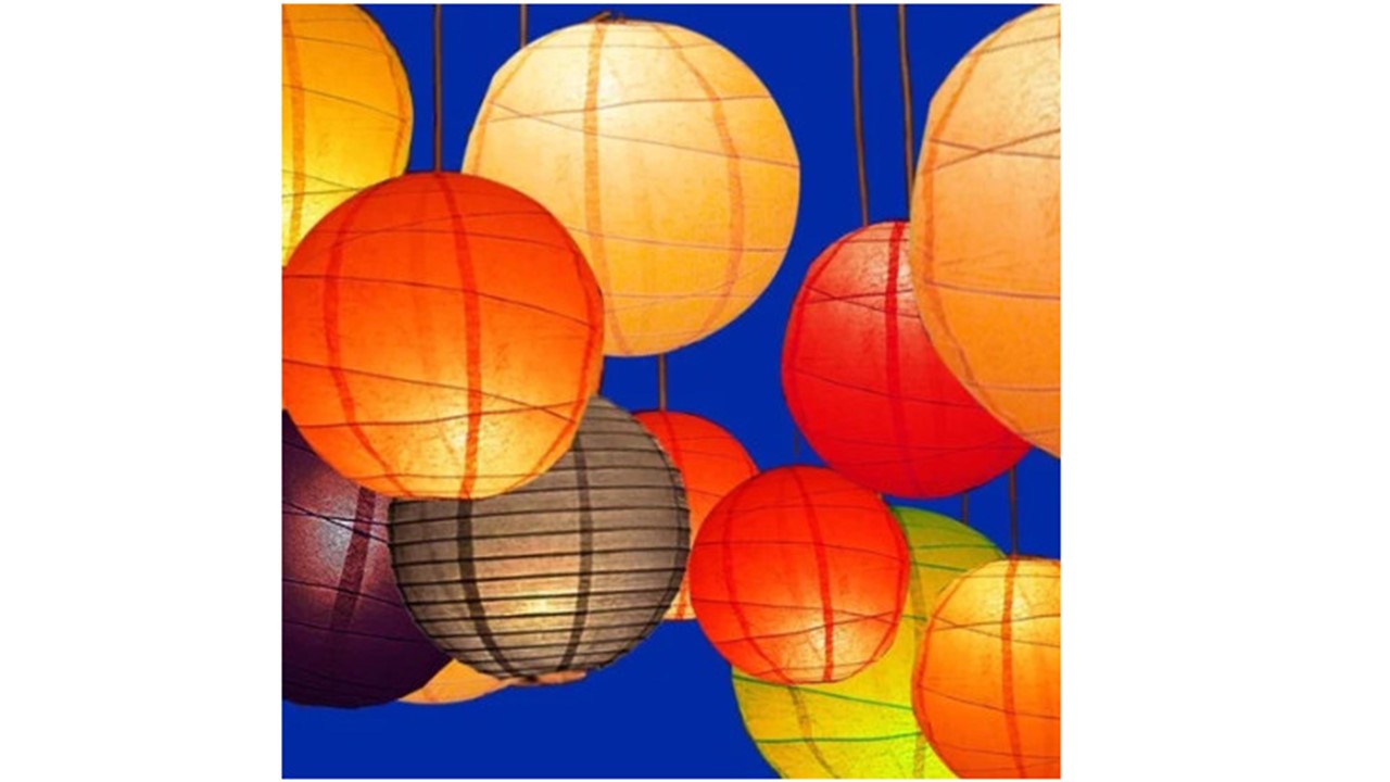 Bộ đèn lồng trang trí trung thu màu đỏ vàng tthu12