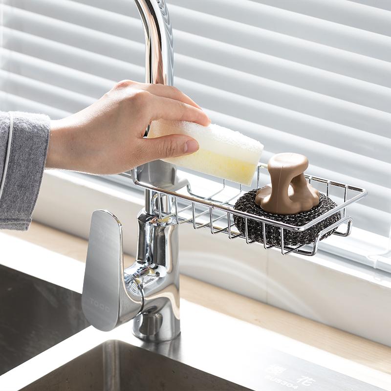 Giá Treo Đồ Rửa Bát Inox Gắn Trên Vòi Tặng Kèm Khăn Lau Cao Cấp AZONE - Hàng Chất Lượng