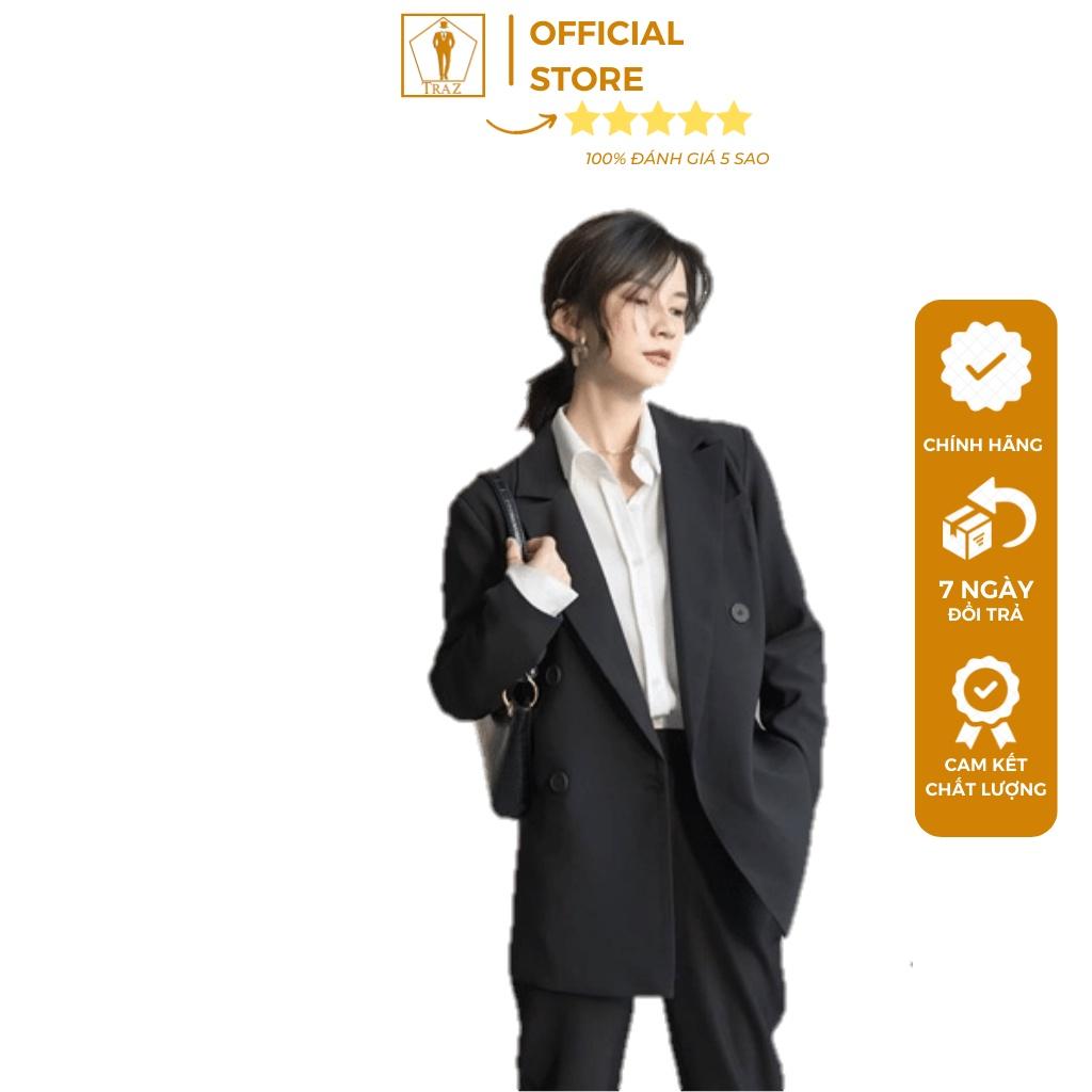 Áo blazer Nữ TRAZ 2 lớp Áo vest khoác Ngoài Màu Đen, Xanh, Nâu form rộng Unisex Hàn quốc sang chảnh