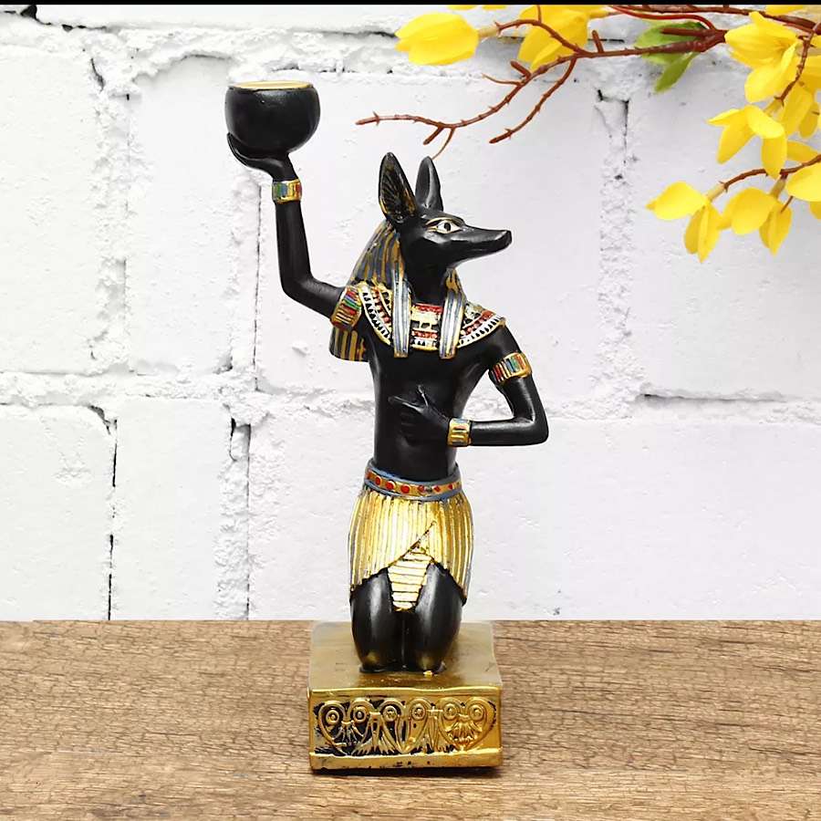 TƯỢNG THẦN ĐẦU CHÓ ANUBIS AI CẬP CAO 20cm CÓ THỂ CẮM NẾN