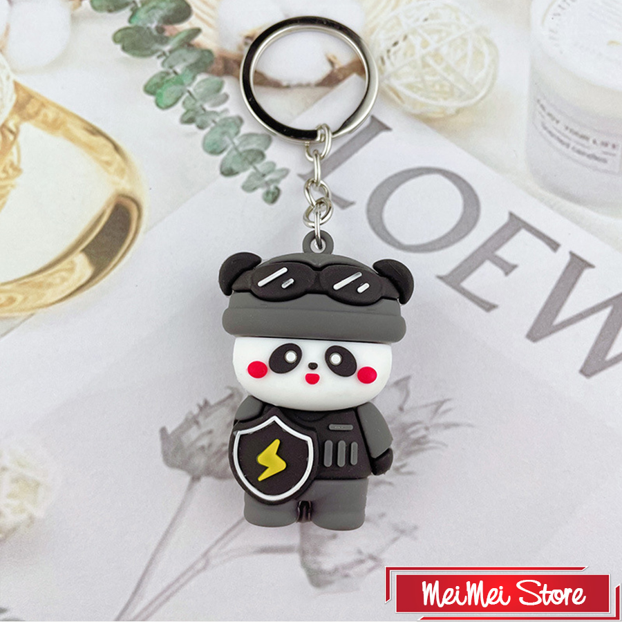 Móc khóa đôi, móc treo chìa khóa hình gấu cực ngầu, siêu đáng yêu