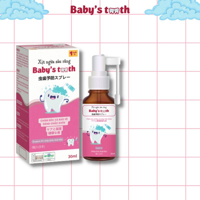 Xịt sâu răng cho bé trẻ em kem đánh răng nuốt được xịt chống ngừa sâu răng Baby's Tooth