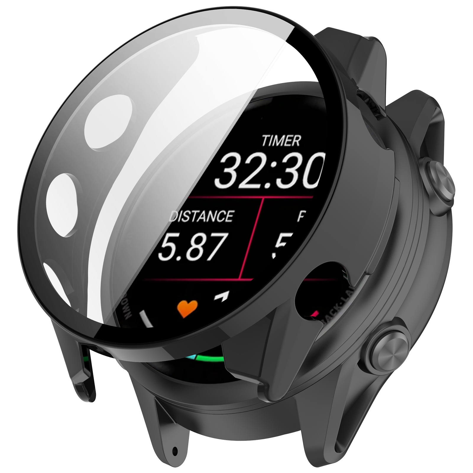 Ốp Case PC Mặt Kính Cường Lực chống va đập cho Garmin Forerunner 570 Size 42mm / 47mm - Hàng Chính Hãng