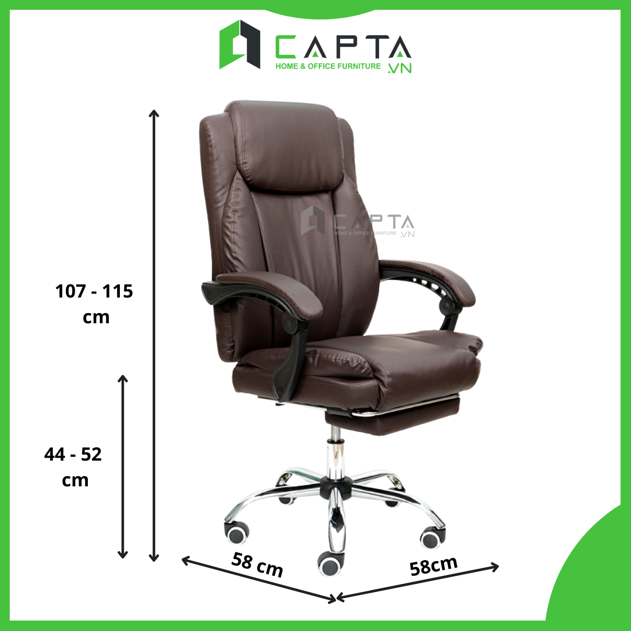 Ghế xoay văn phòng bọc nệm cao cấp Ghế làm việc tại nhà có gác chân thư giãn CR4108-P Relaxing Office Chair